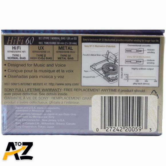 Sony Set Of 2 Hi Fi 60 Minutes Blank Audio Cassette Tapes FACTORY SEALED C-60HFB - Picture 10 of 10